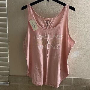 Salt Life Pink Fitted Sleeveless Tank Top
